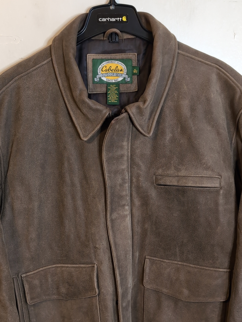 Cabela's Leather Bomber Jacket mens XL - Picture 3 of 8